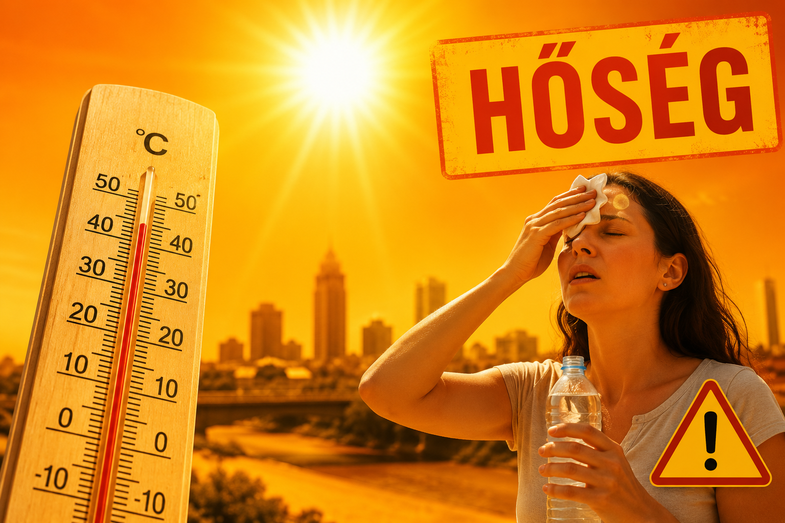 Napsütéses nyári égbolt tűző nappal a közelgő kánikula idején.