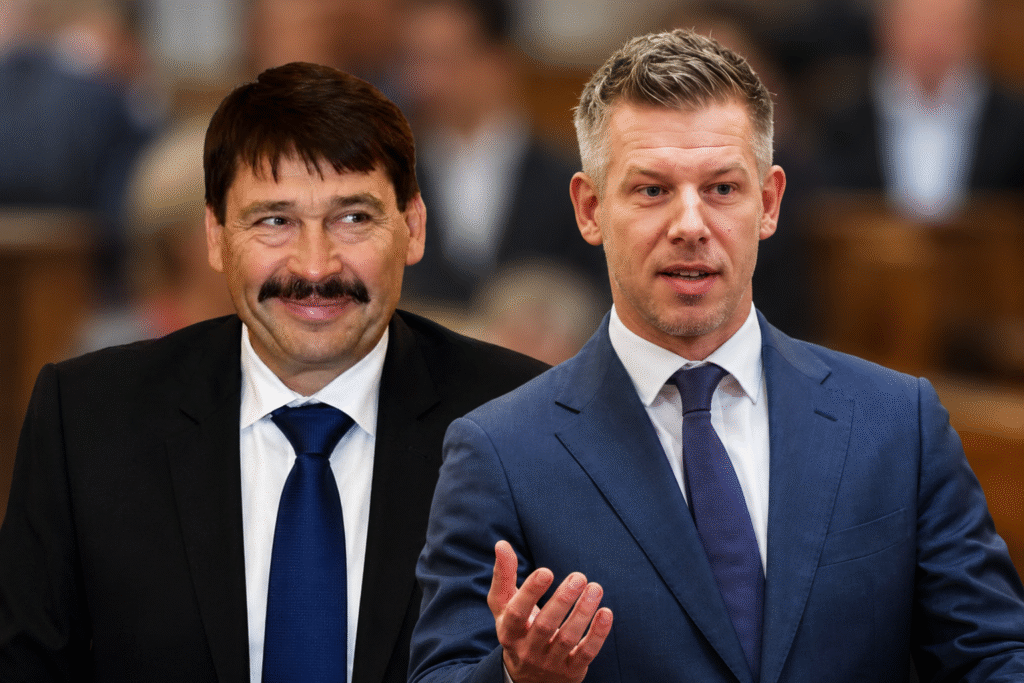 Áder János nyilatkozik a sajtónak a Magyar Péter ellen indítandó perről.