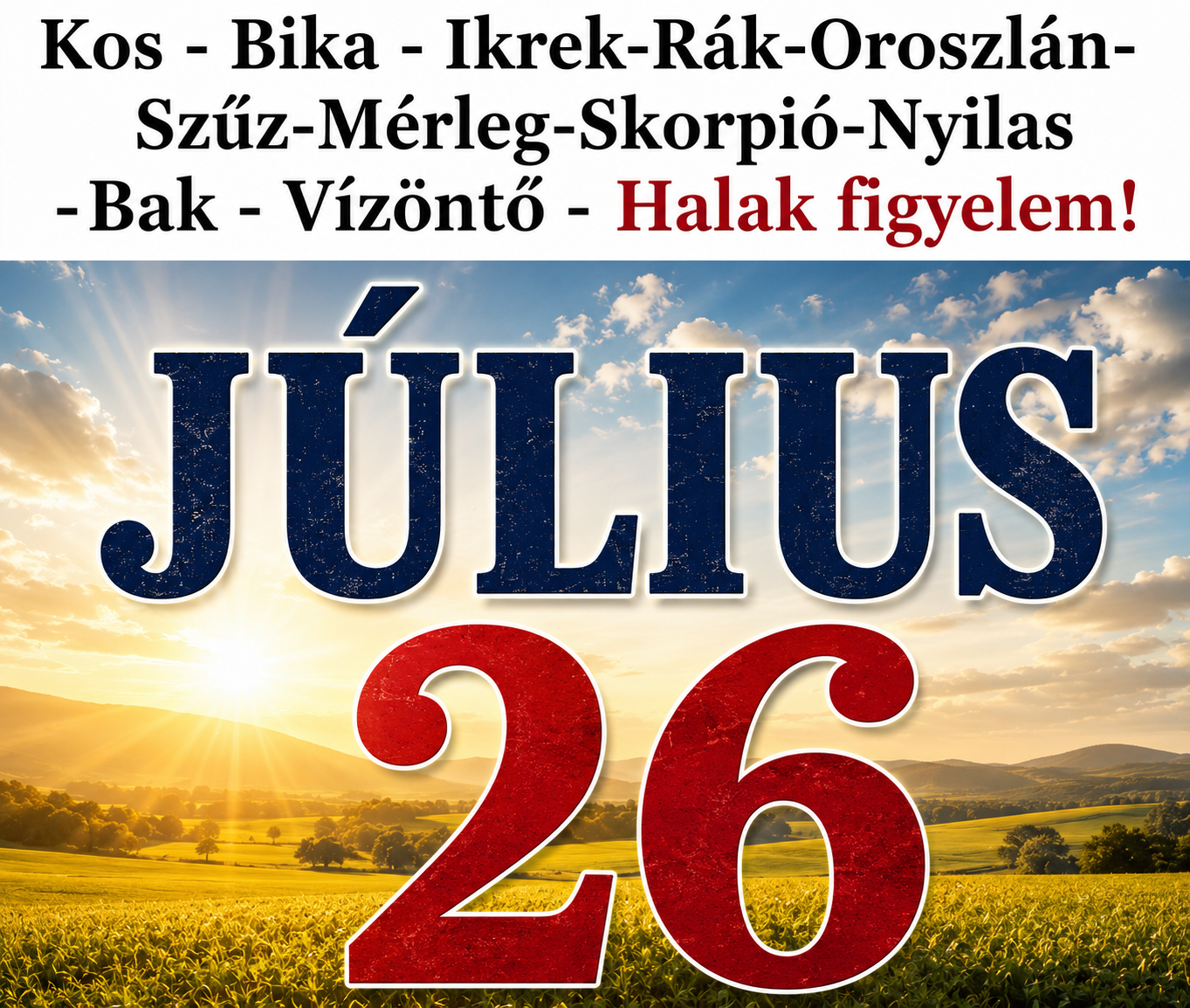Napi horoszkóp 2026. július 26-ra